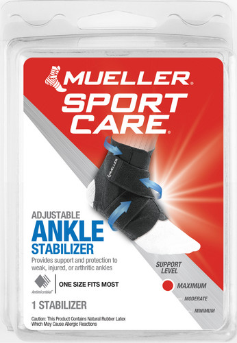 Mueller Adjustable Ankle Support, Black – One Size Fits Most