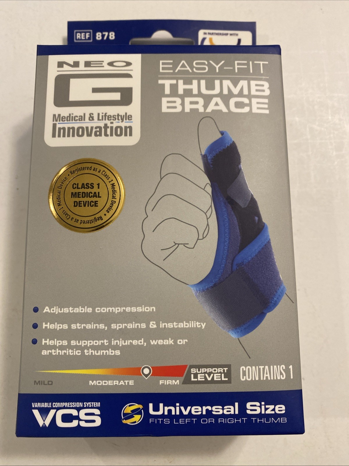 Neo G Medical & Lifestyle Innovation Easy-Fit Thumb Brace Universal Size NIB