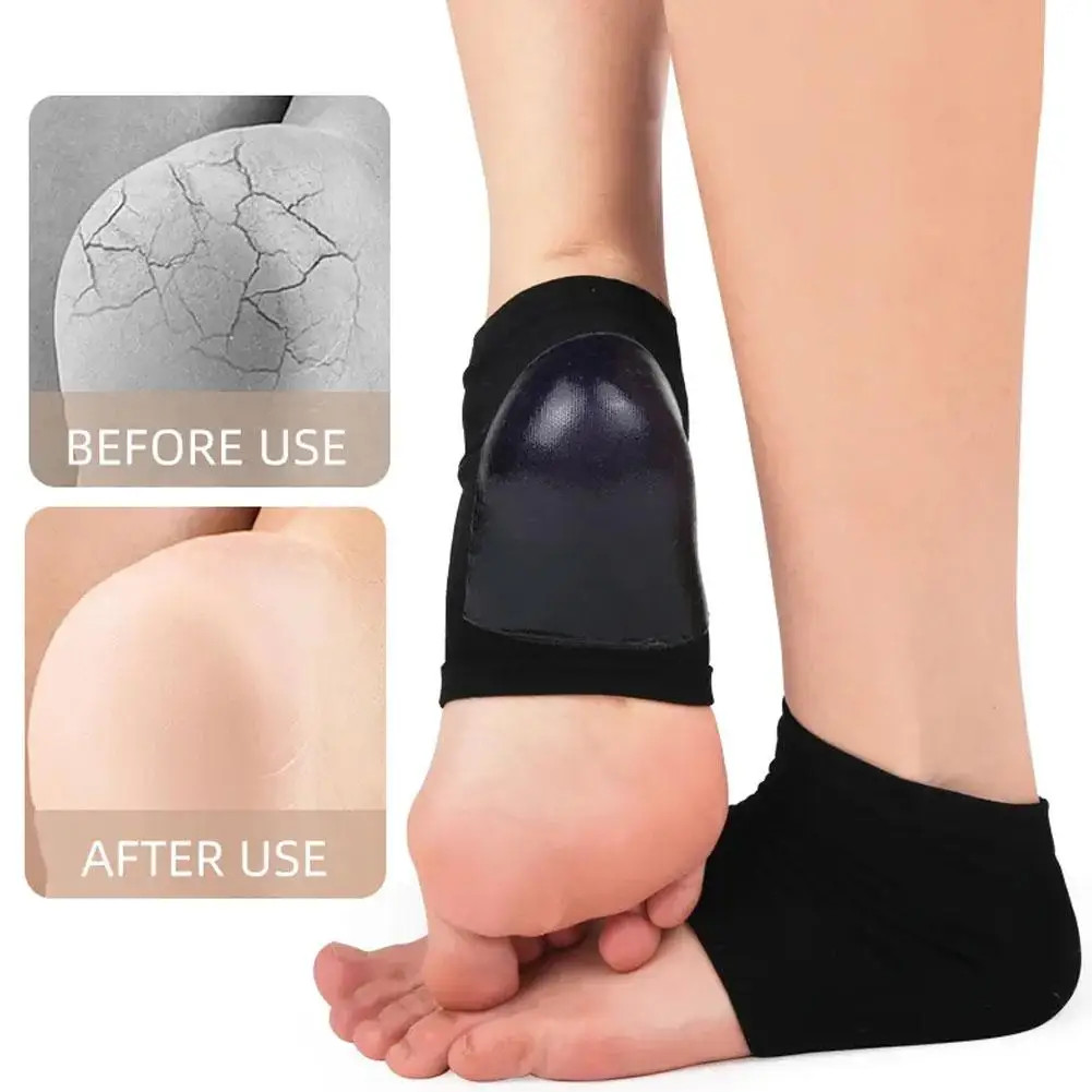 2Pcs Heel Protector Silicone Heel Moisturizing Socks Anti-Crack Protective Cover