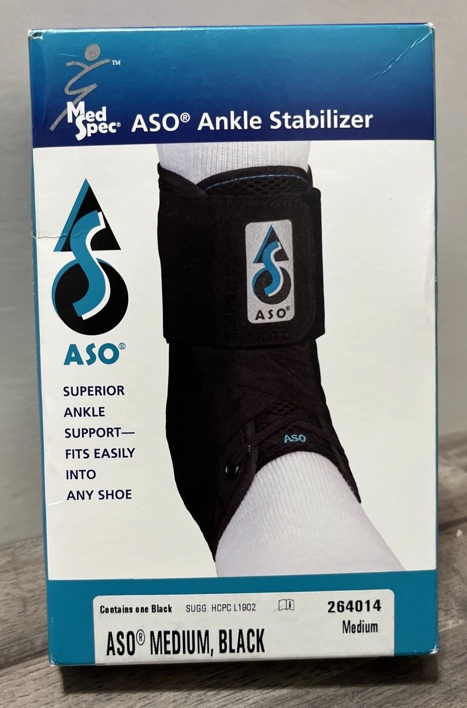 Med Spec ASO Ankle Support Stabilizer Left or Right MEDIUM Model 264014 Black