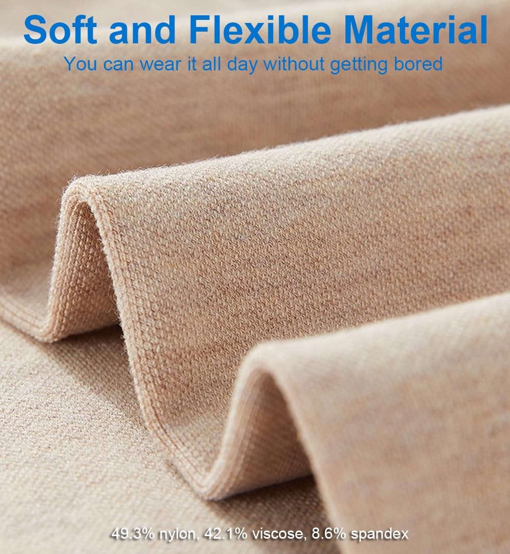 2 Pairs Knee Compression Sleeves for Women, Lightweight Short, Black+Beige