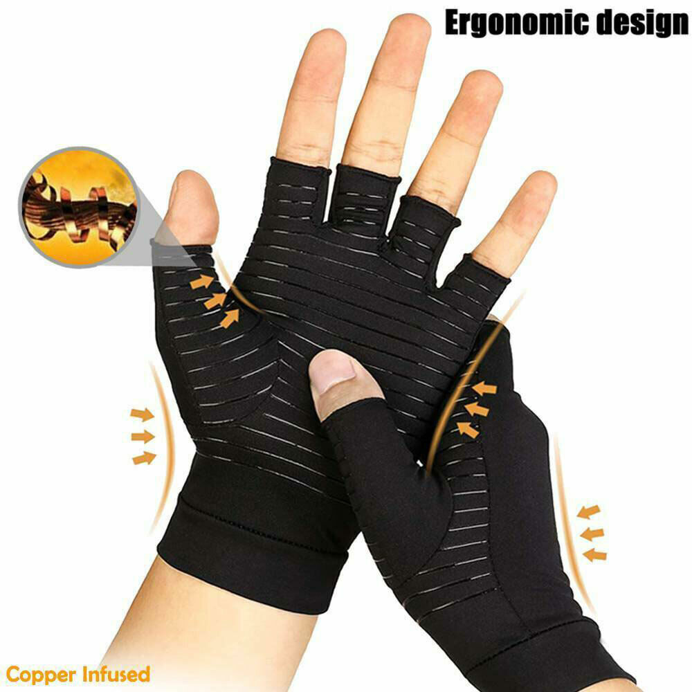 1/2 Pairs Copper Arthritis Gloves Compression Hand Support Joint Pain Relief