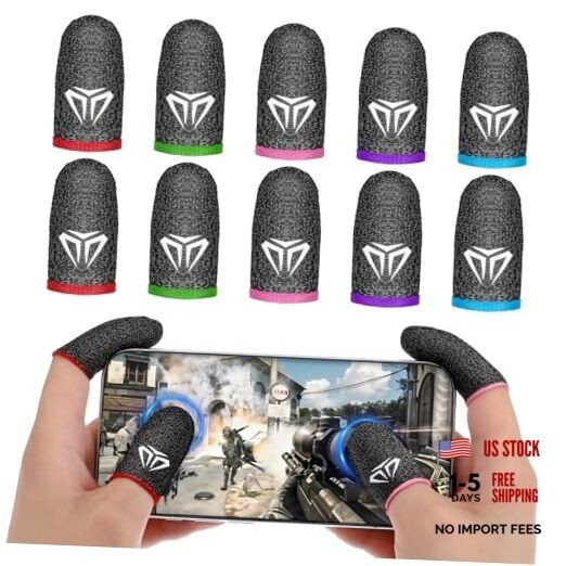 WLLHYF 10pcs Mobile Phone Gaming Finger Sleeves, Breathable Smooth Feel Gamer