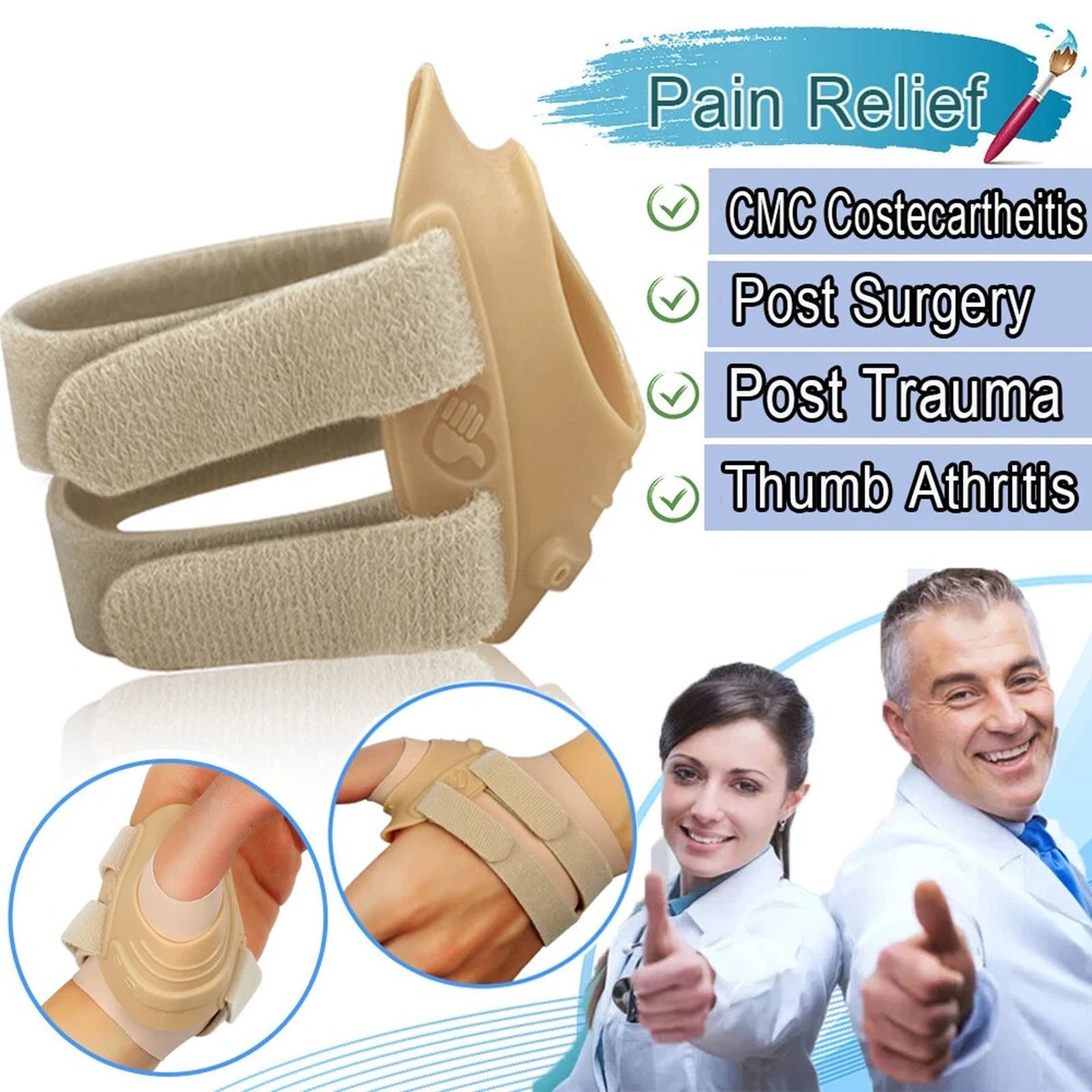 Thumb Brace CMC Joint Protector Orthopedic Support Wrist Immobilizer Tennis Gym