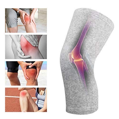 Bamboo Charcoal Knee Sleeve Elastic Knee Brace Pain Relief Support Unisex Gray L