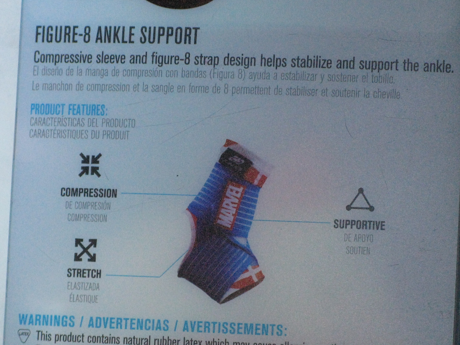 DonJoy Advantage Ankle-Sleeve w Compression Figure-8 Strap Pediatric Sz Marvel