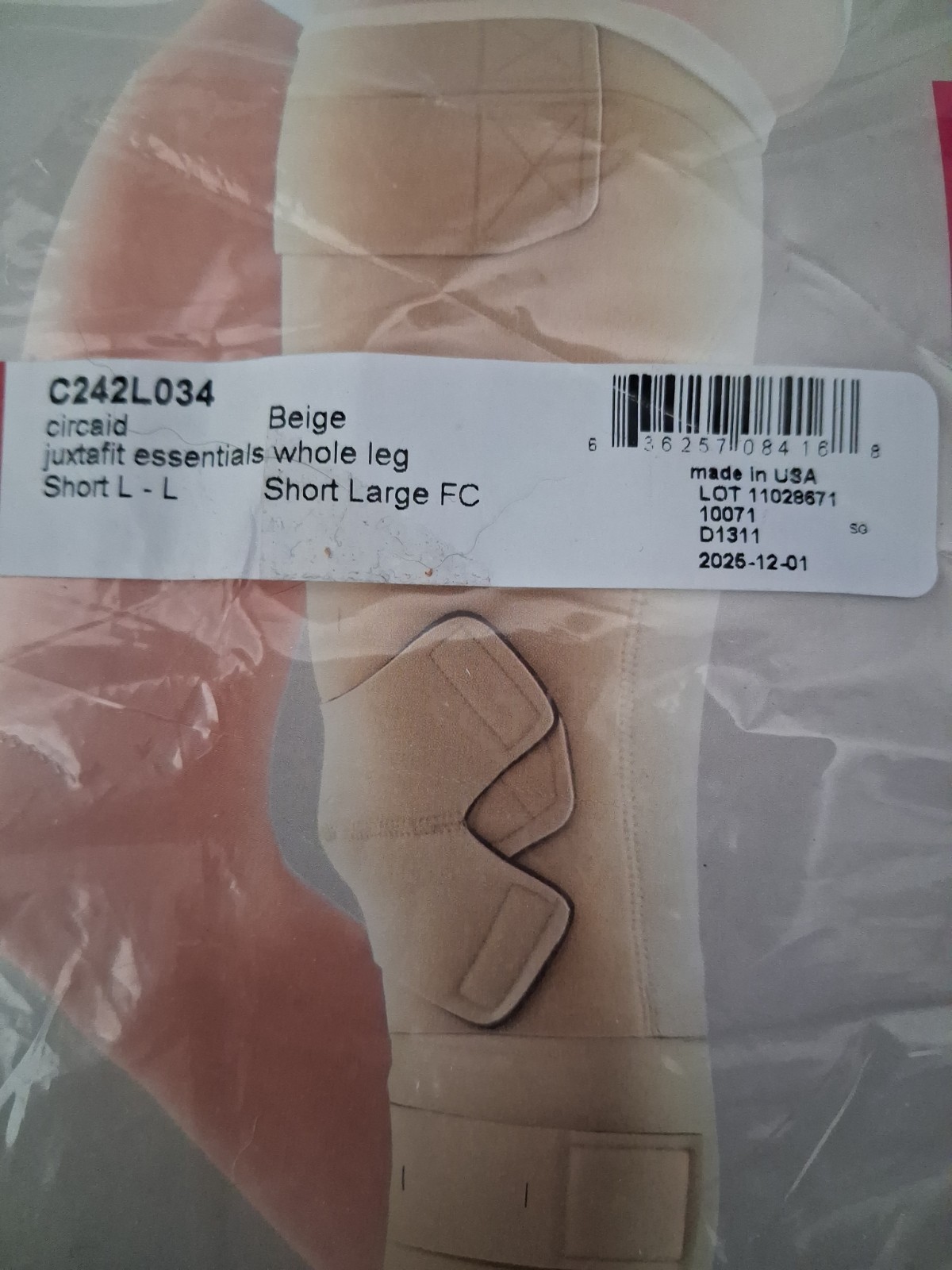 Medi Circaid Juxtafit Essentials Whole Leg Short Large Left Beige C242L034 NEW