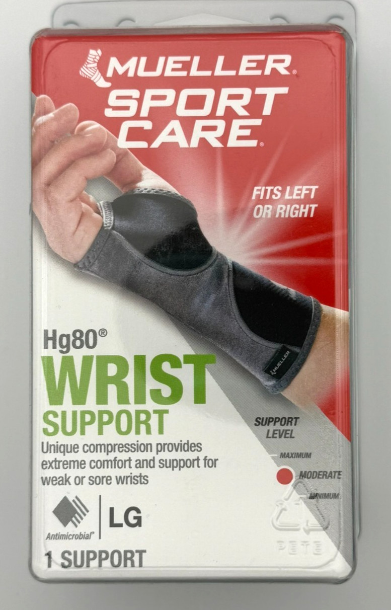 Mueller MLR Hg80 Wrist Support Brace Black Large 8.5–9.5 in Compression