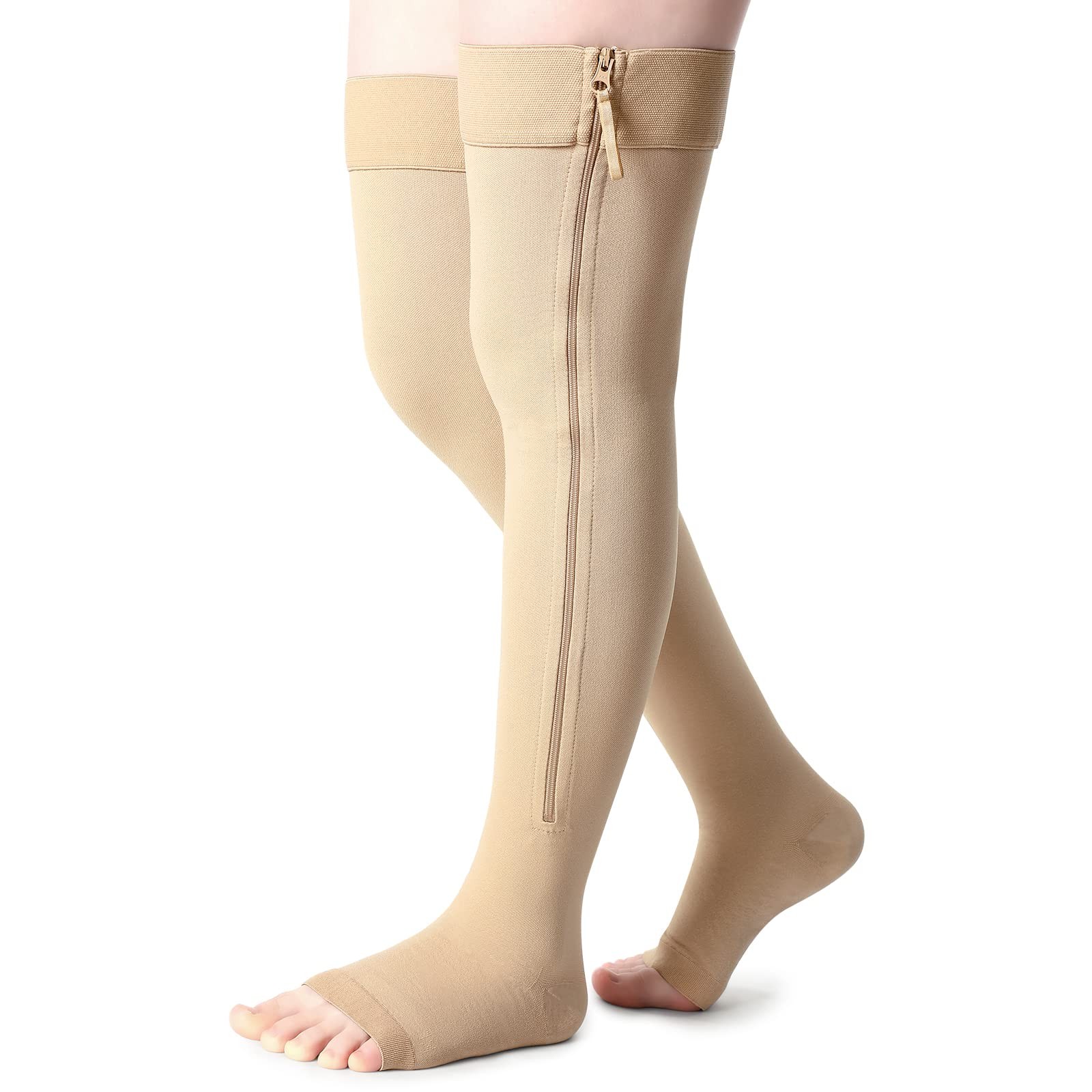 Compression Socks with Zipper for Women Thigh High Compression Stockings 20-3