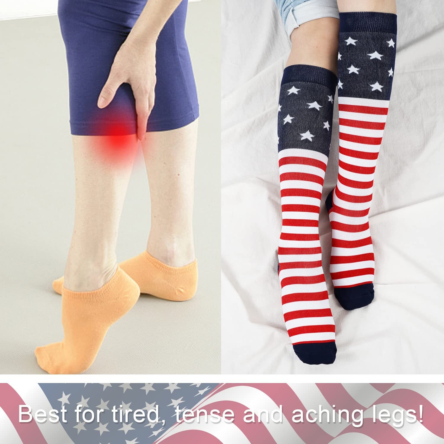 American Flag Compression Socks for Women Patriotic Knee High Socks for 4th o…