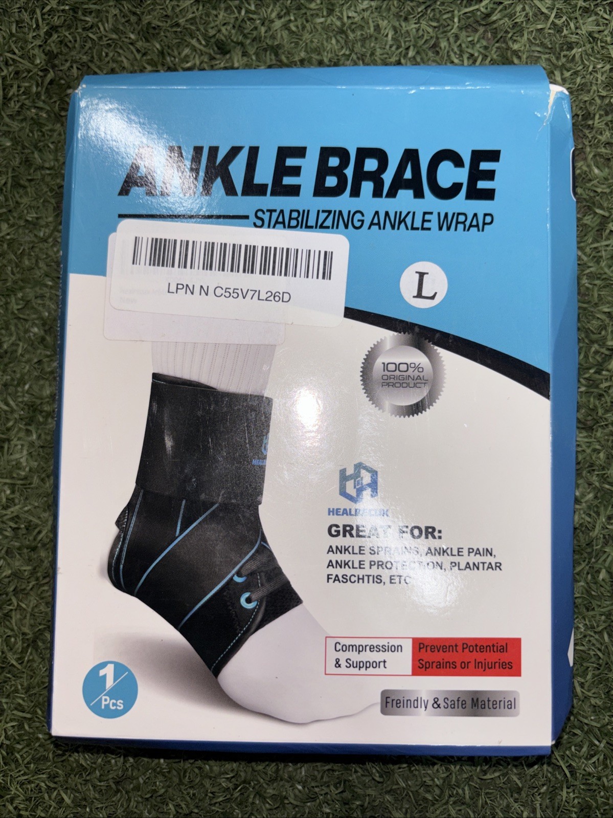 Foot & Ankle Brace Socks for Sprained Ankle Compression Sleeve *SIZE L*