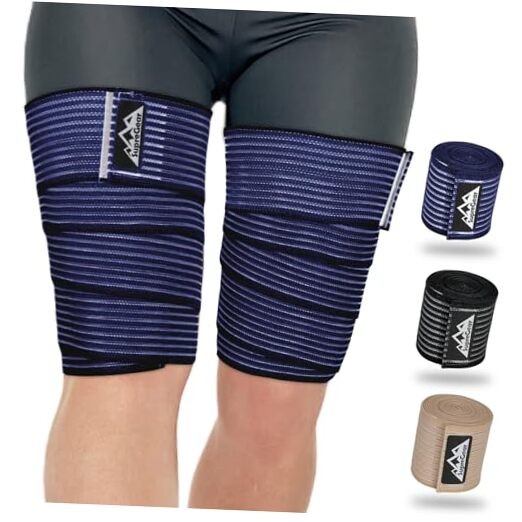 2 Pcs Hamstring and Thigh Compression Wraps, Adjustable 150 cm/59 in Dark Blue