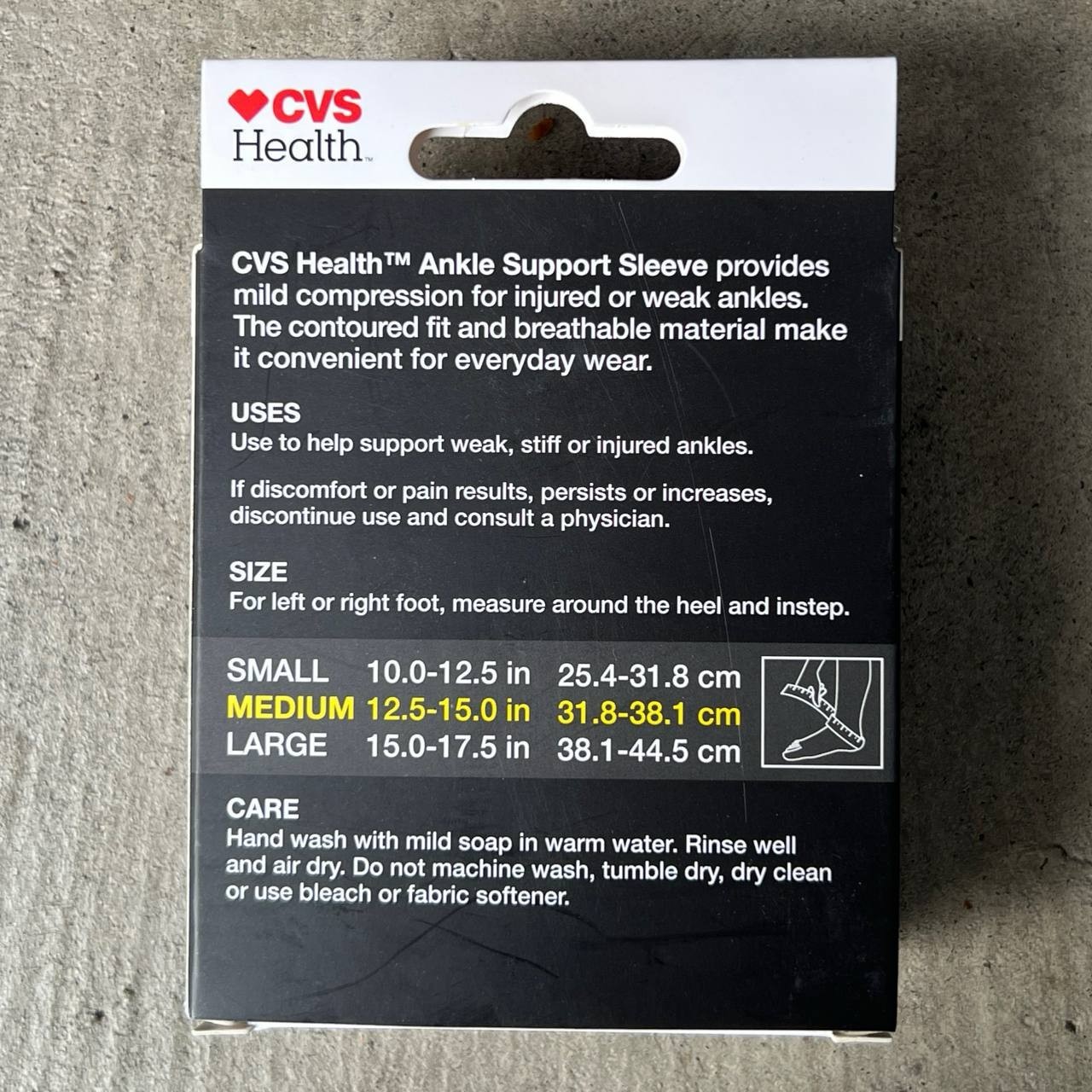 CVS Health Ankle Support Sleeve with Mild Compression – Medium