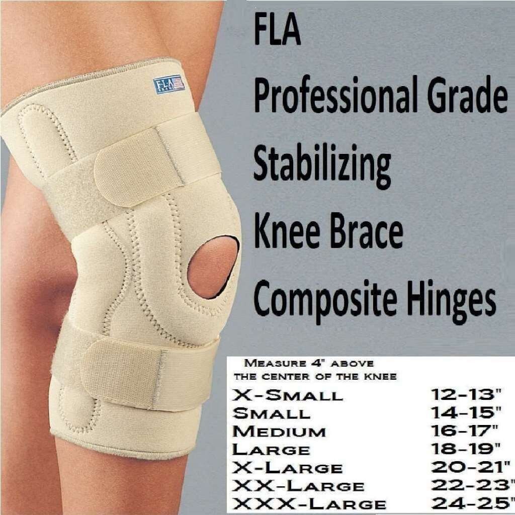 FLA Stabilizing Knee Brace w/Composite Hinges Beige X-Large