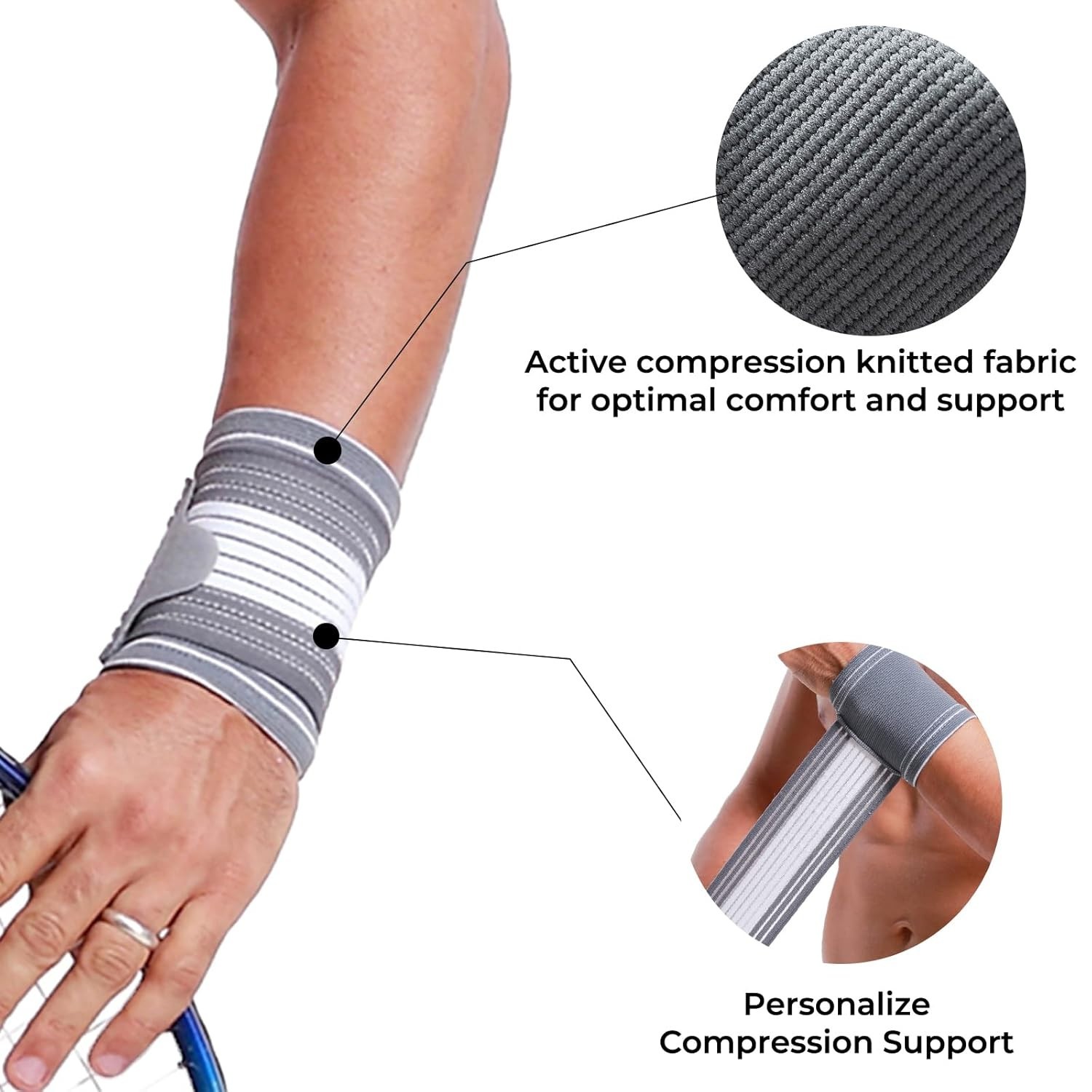 Versatile Compression Wrist Band – Lightweight Support for Both Wrists, Size M