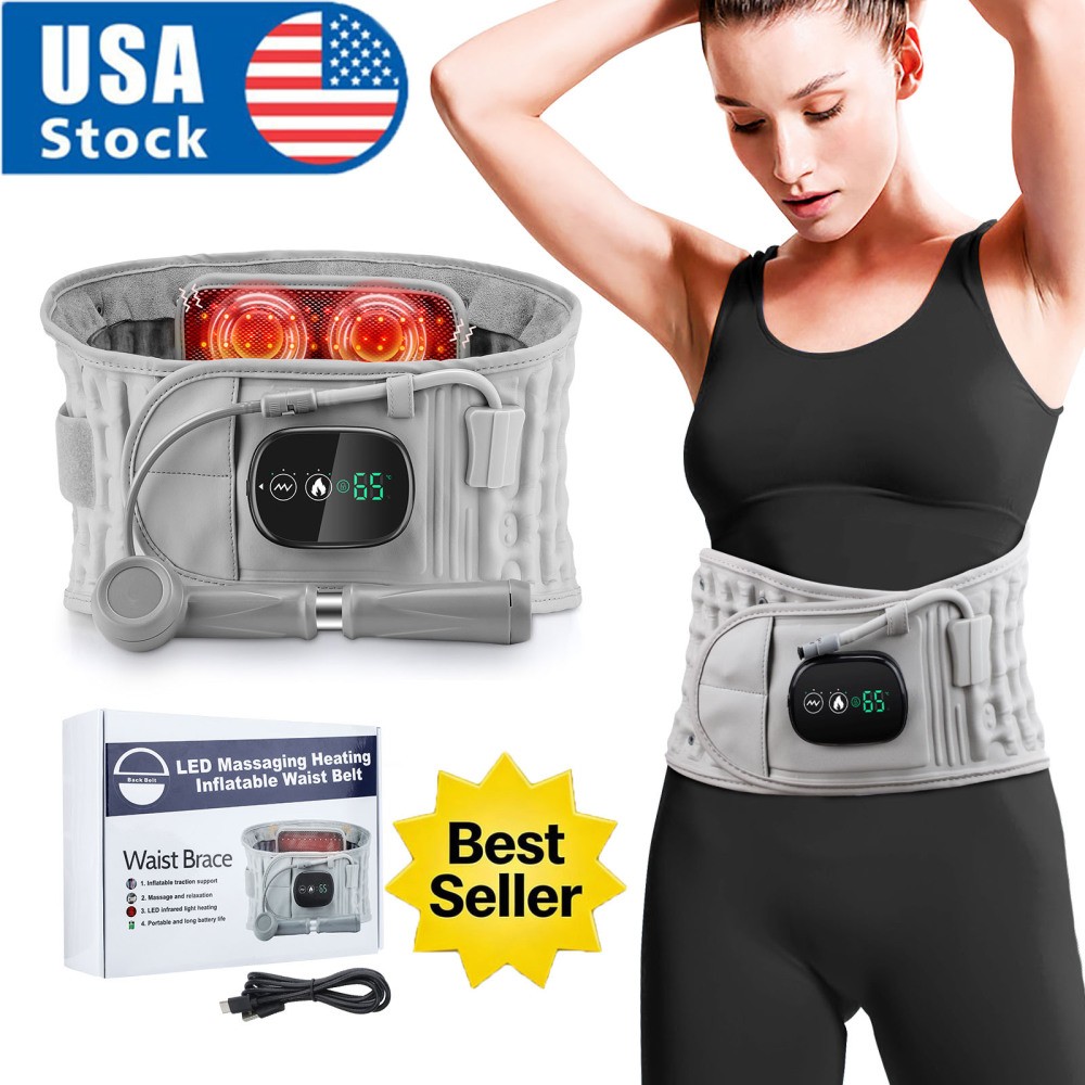 Inflatable Heating Massage Decompression Belt Lumbar for Lower Back Pain Relief