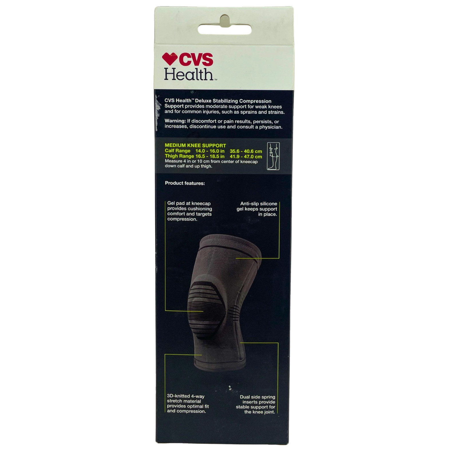 CVS Health Deluxe Stabilizing Compression Support Knee Gel Pad Medium 2 Pack