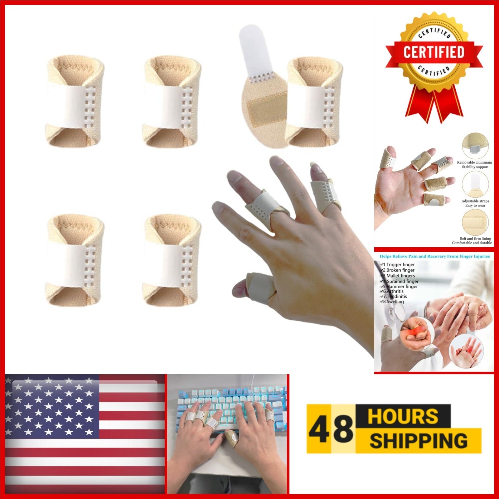 Thumb Finger Splints – Trigger Finger Brace for Pain Relief (5Pcs)