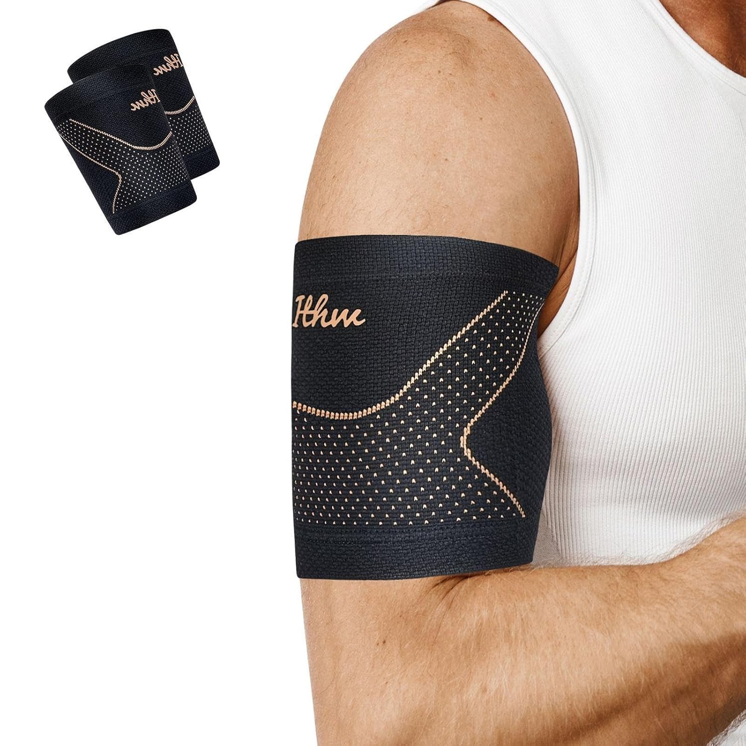 Copper Bicep Tendonitis Brace Compression Sleeve Arm Support Pain Relief