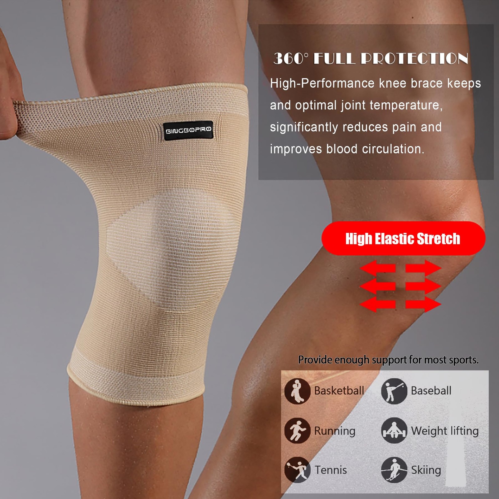 Knee Brace for Pain Relief – Knee Compression Sleeves for Men and Women, Knee…