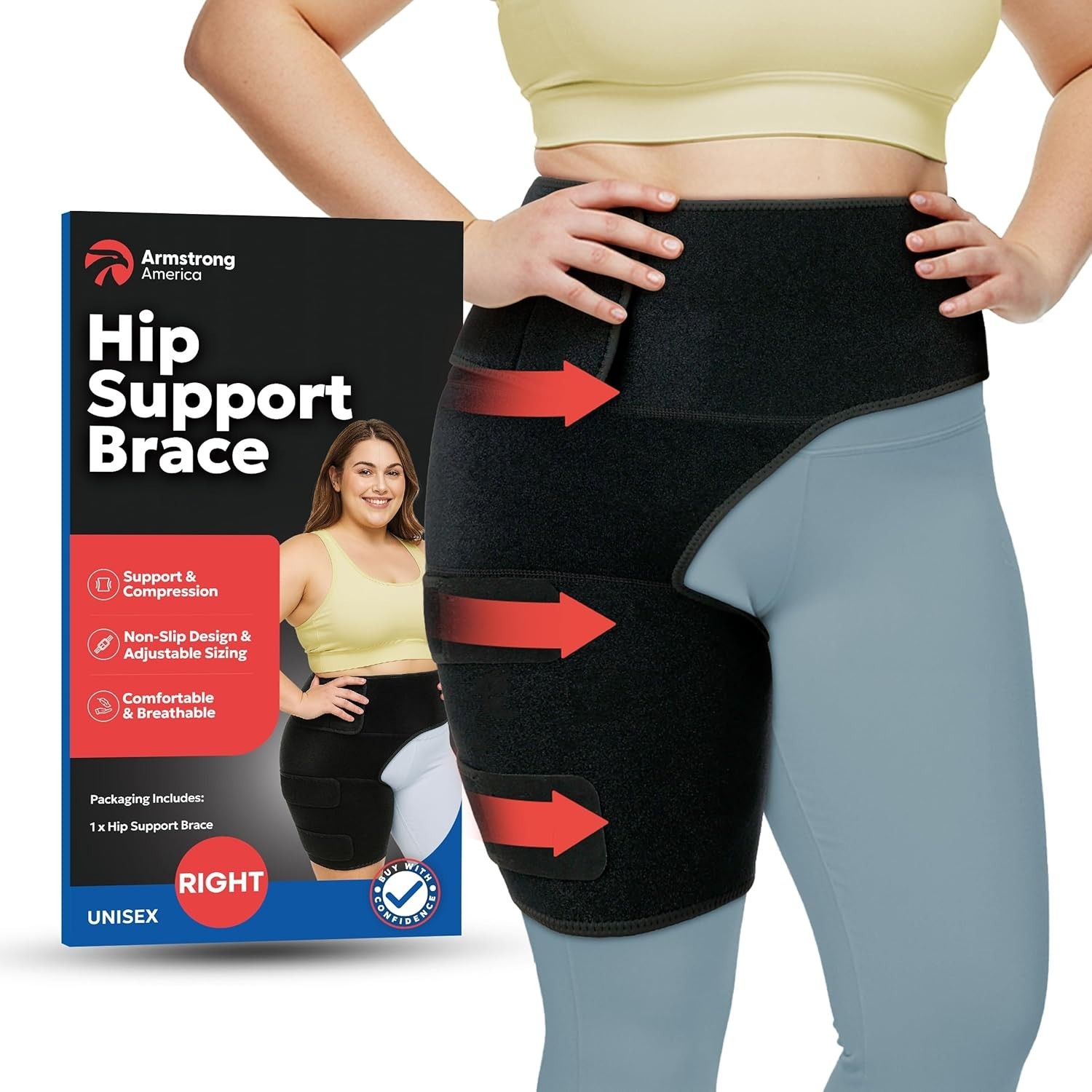 Plus Size Hip Brace Thigh Compression Sleeve | Sciatica Pain Relief Device Br…