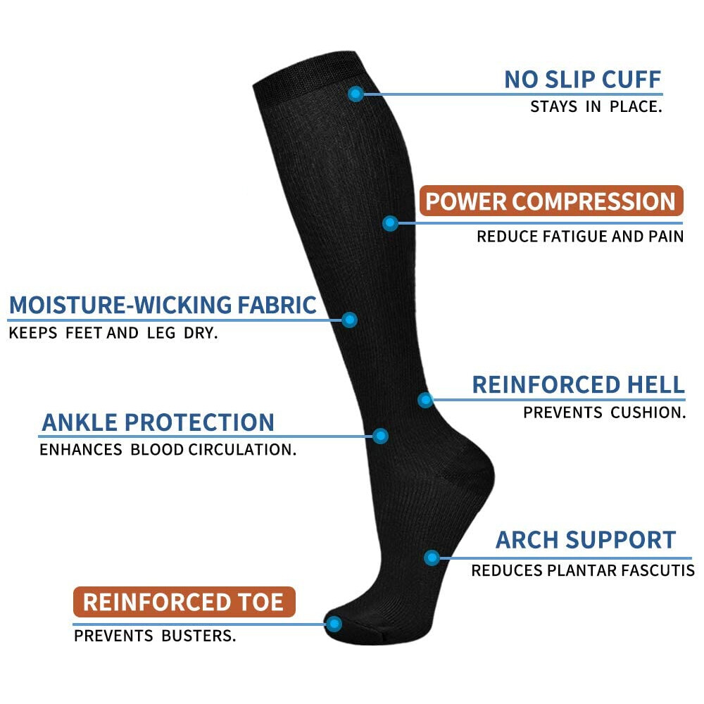 3 Pairs Compression Socks Copper Fit Knee High 20-30mmHg Energy Support Recover