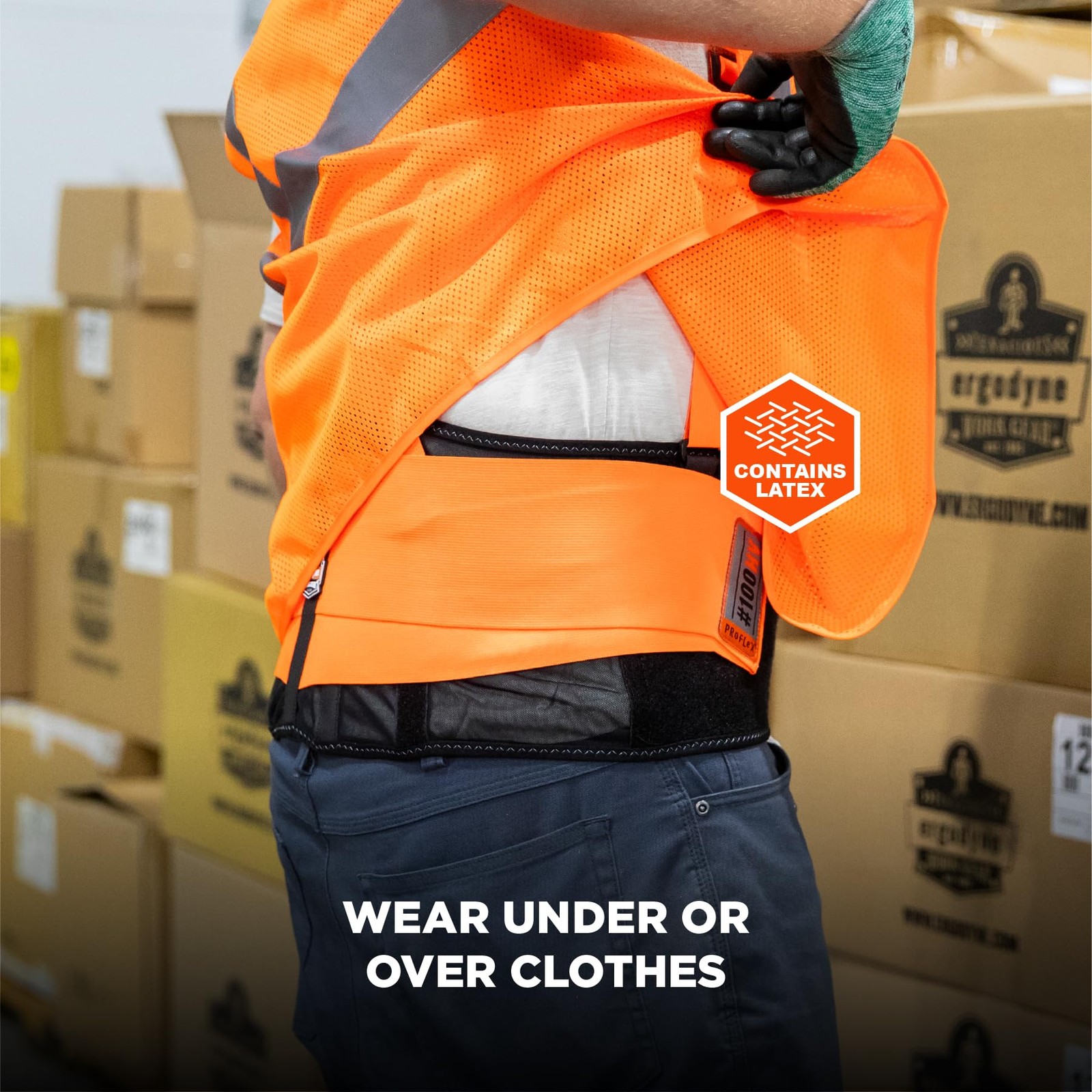 ProFlex 100HV High Visibility Back Support Brace Belt 8 Inch Spandex Straps