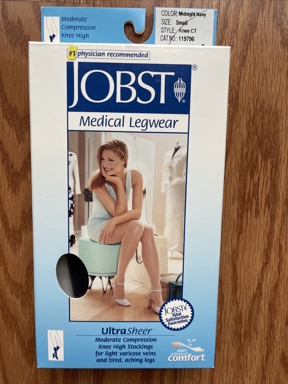 Jobst Womens Ultrasheer Compression Knee Closed Stockings 15-20 mmhg Navy Medica