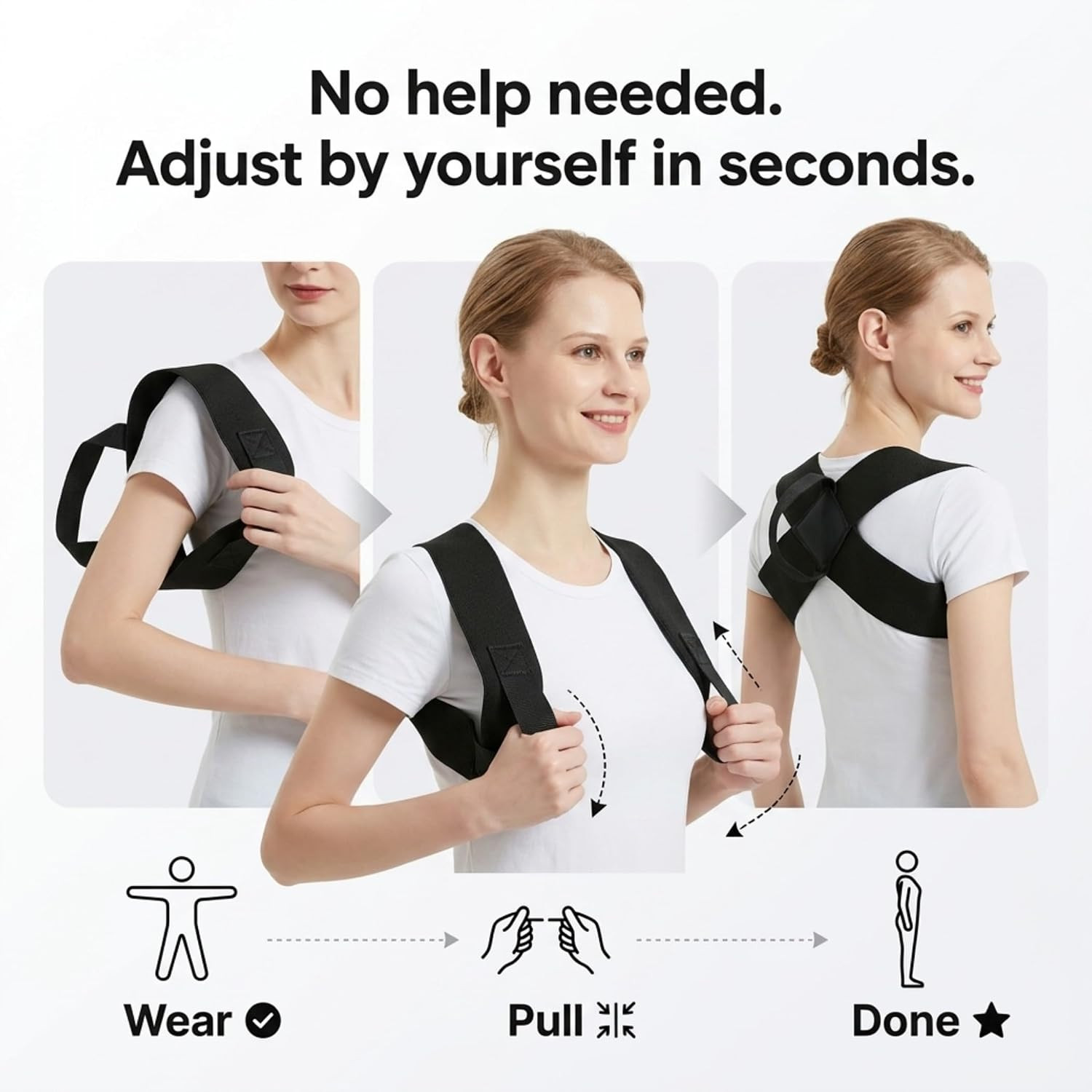 Invisible Back Posture Corrector for Women and Men | Breathable, Shoulder Brace