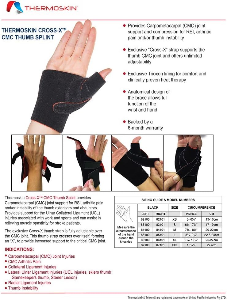 THERMOSKIN Cross X CMC Thumb (Black) Right Hand X-Large