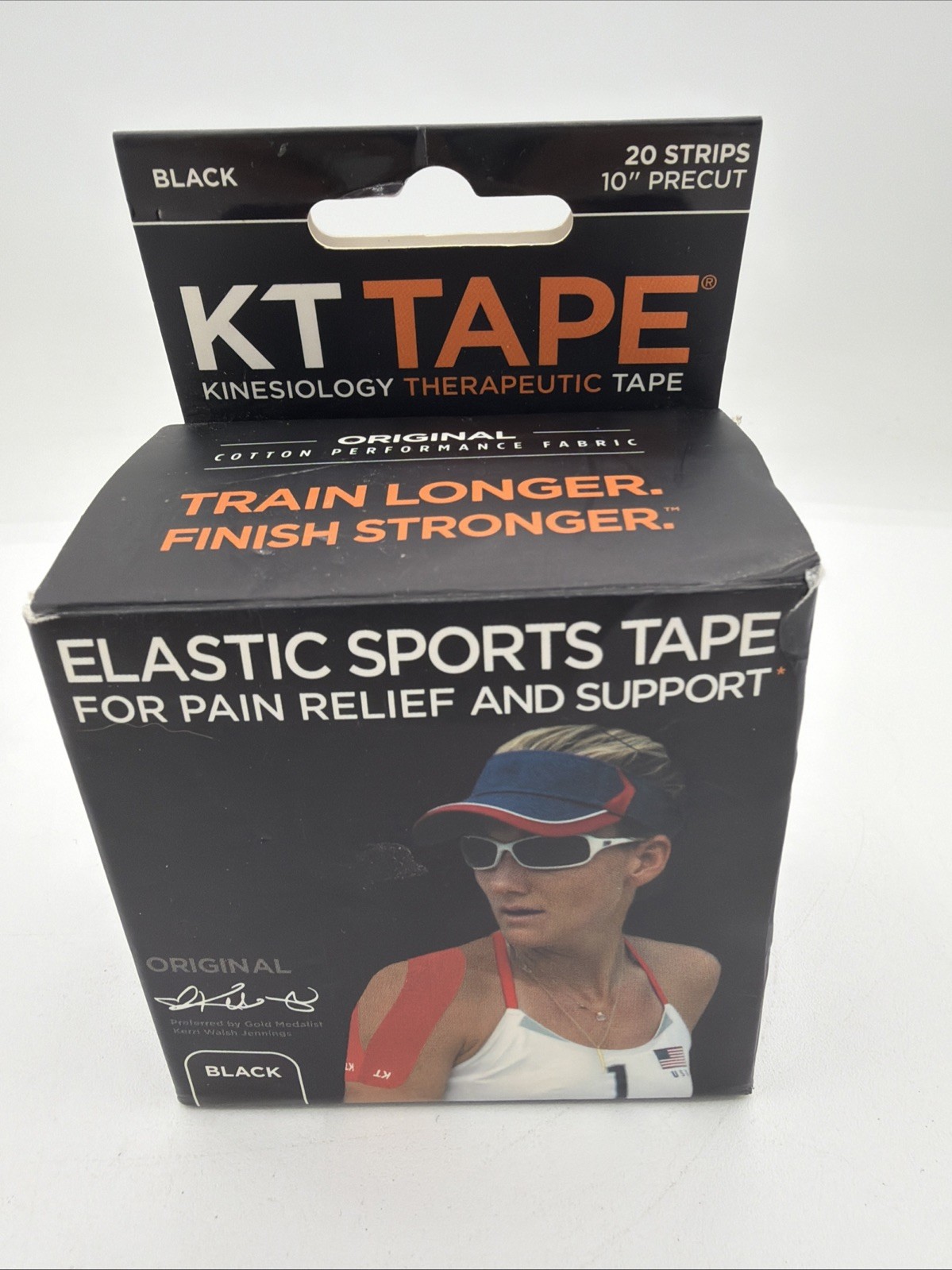 KT Tape Kinesiology Therapeutic Sports Tape, 20 Strips, 10″ Precut, Black (K43)