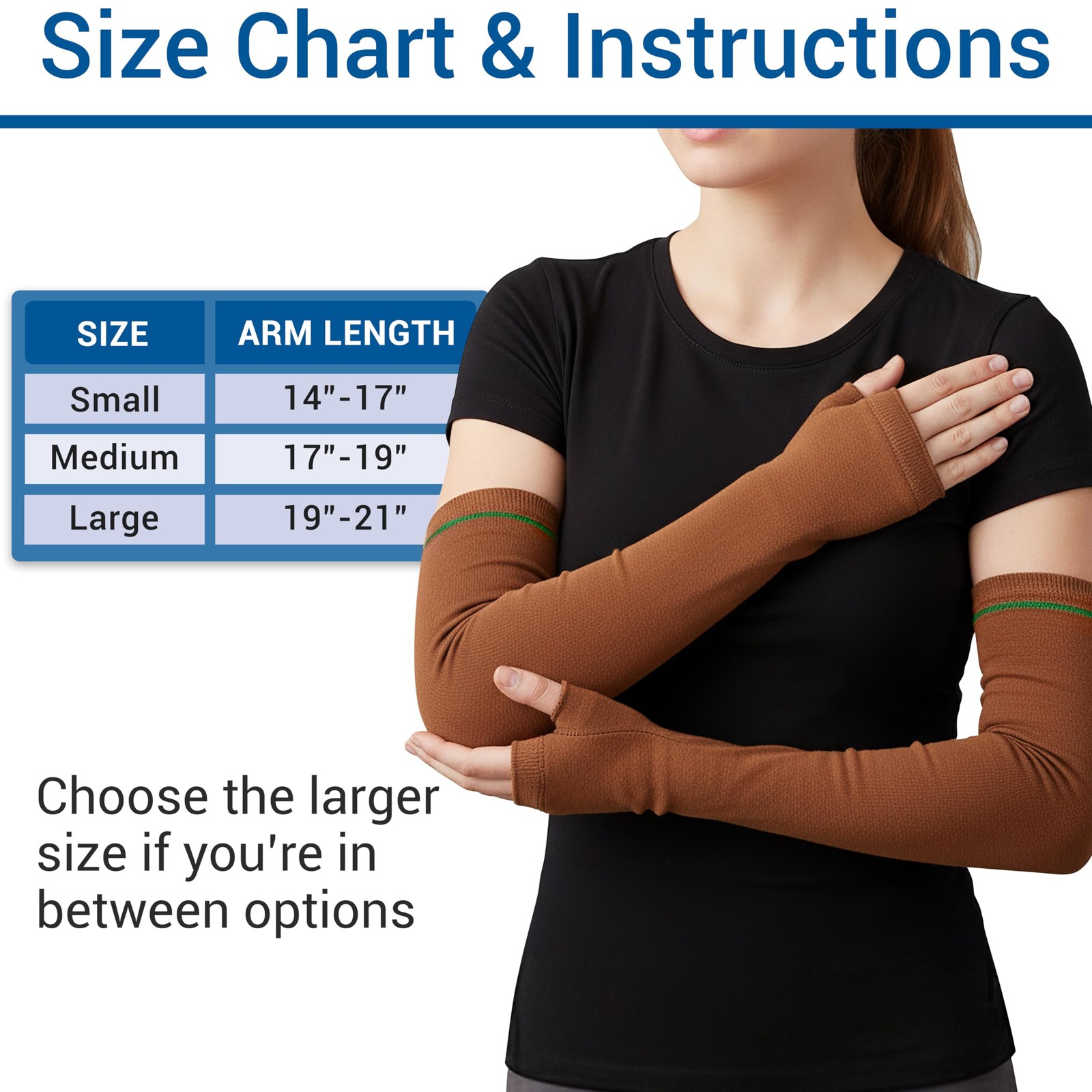 Geri-Sleeves Arm Protector, Brown, Small, 15″ Length, Green Stripe, Breathabl…