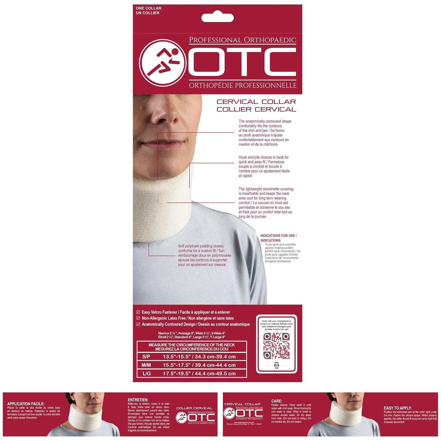 Cervical Collar, Soft Contour Foam, Neck Support Brace, White Narrow 2.5″ Depth,