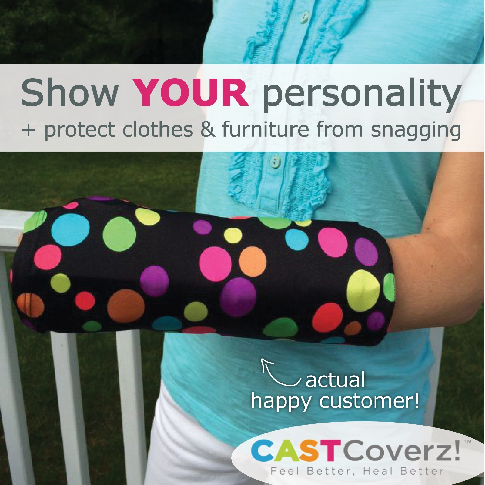 CastCoverz! Arm Cast Cover, Black, Medium Size, USA Made, Washable