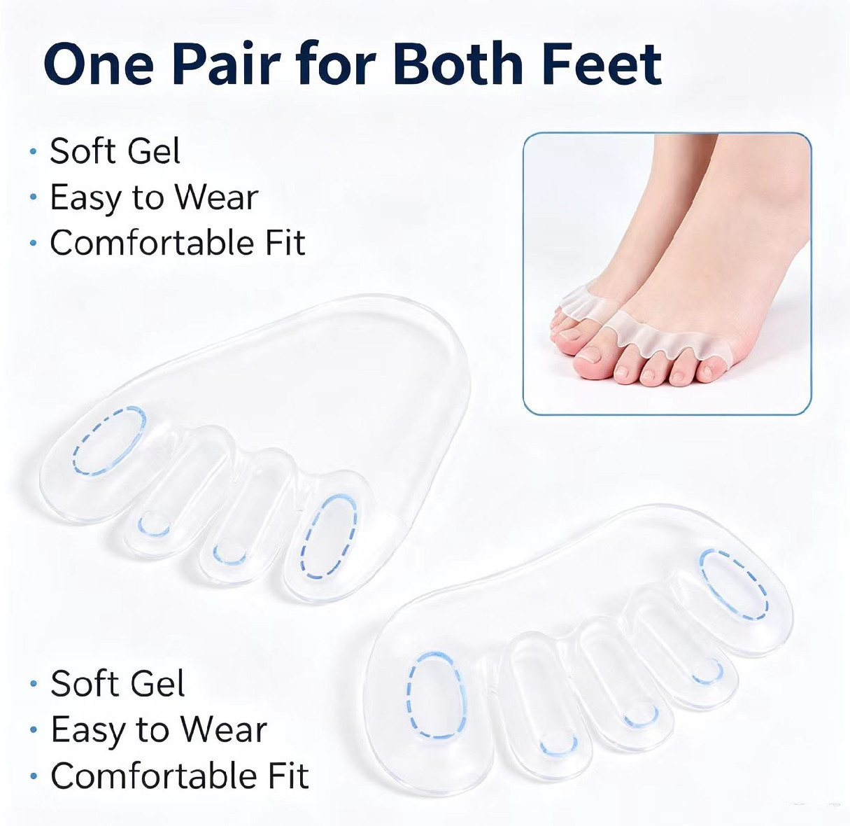 Silicone Bunion Toe Separators, Hallux Valgus Corrector for Overlapping Toes Foo