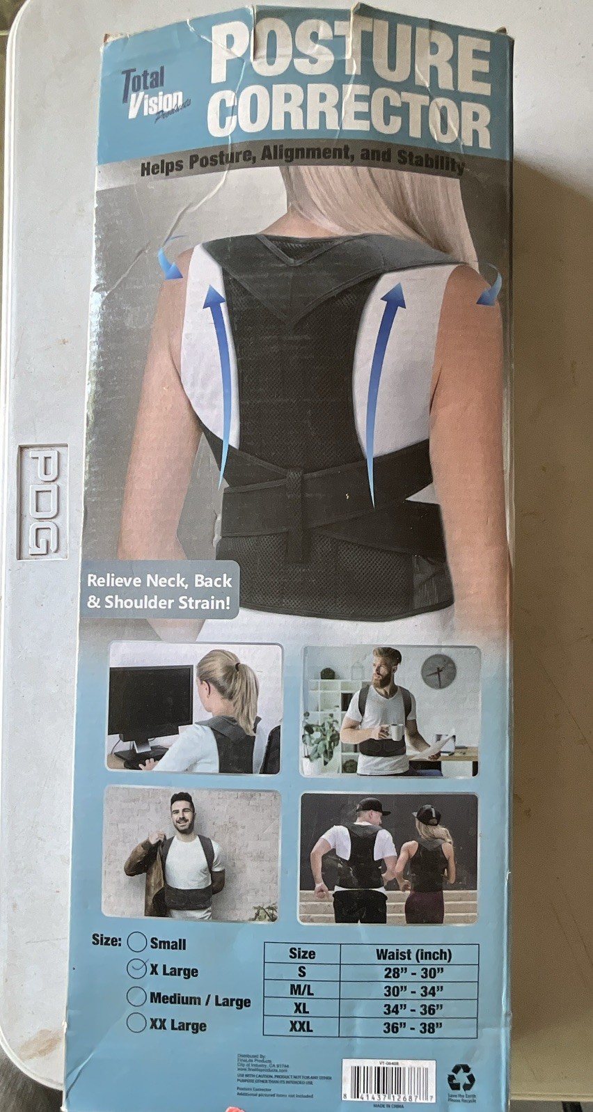 Total Vision Adjustable Posture Corrector Back & Shoulder Support XL Black