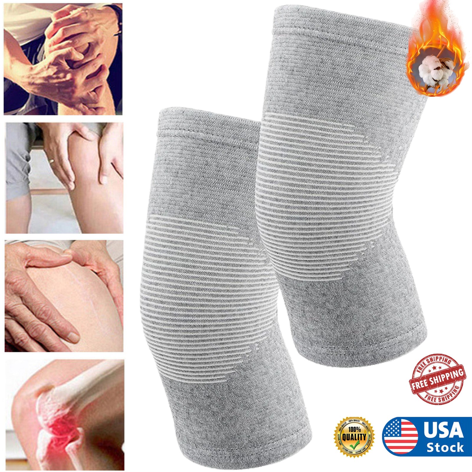 2x Bamboo Knee Compression Sleeve for Men and Women, Perfect Knee Brace for Knee