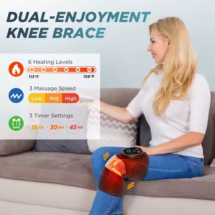 Electric Knee Massager w Heat & Vibration – Pain Relief, Adjustable for Shoulder