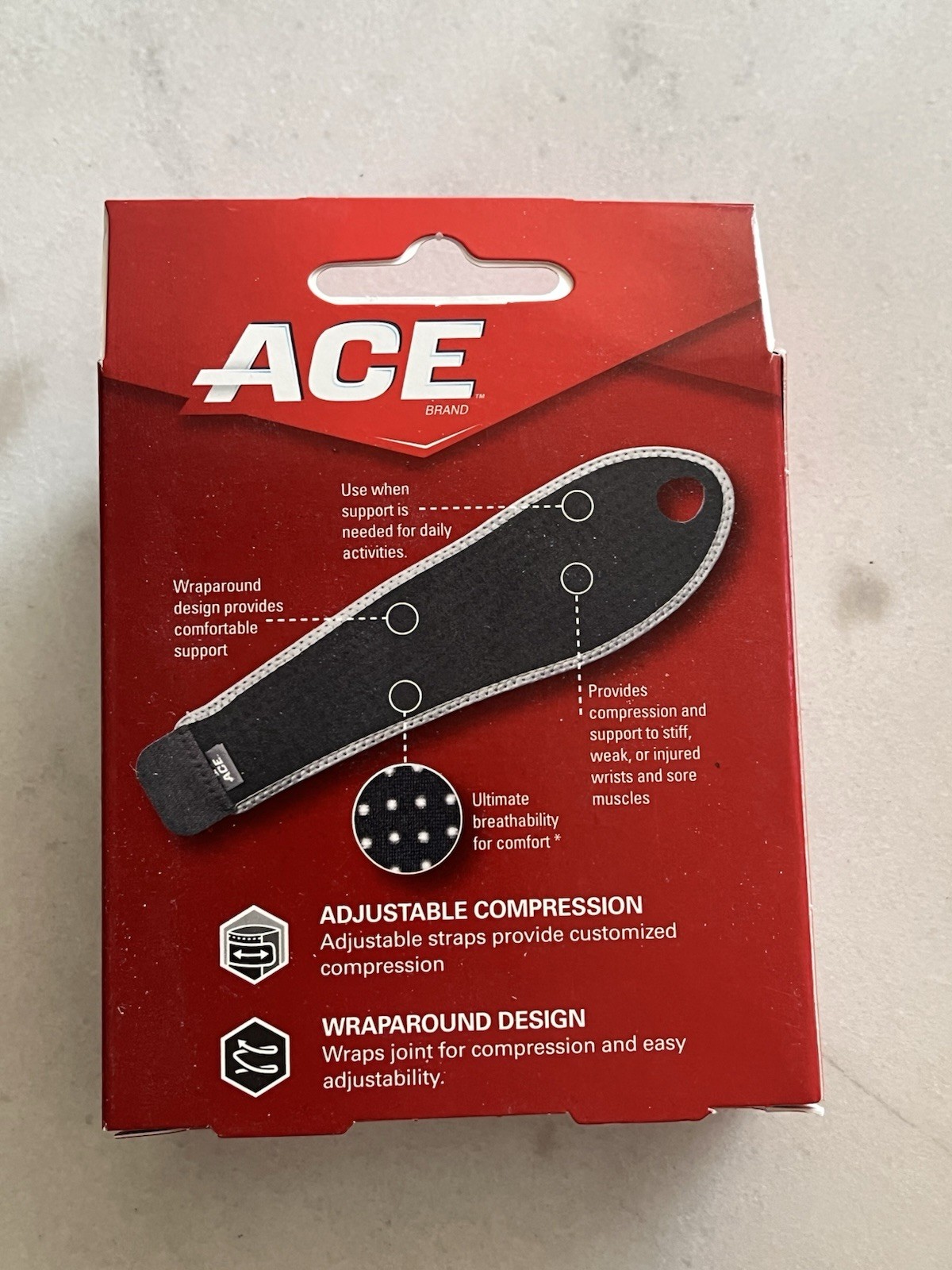 ACE Wrist Support One Size (1 Band) Adjustable Support & Compression New Openbox