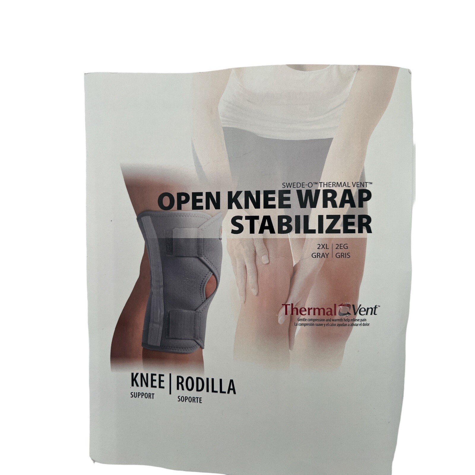 Open Knee Wrap Stabilizer – Gray – Thermal Vent – Flexible – 2XL