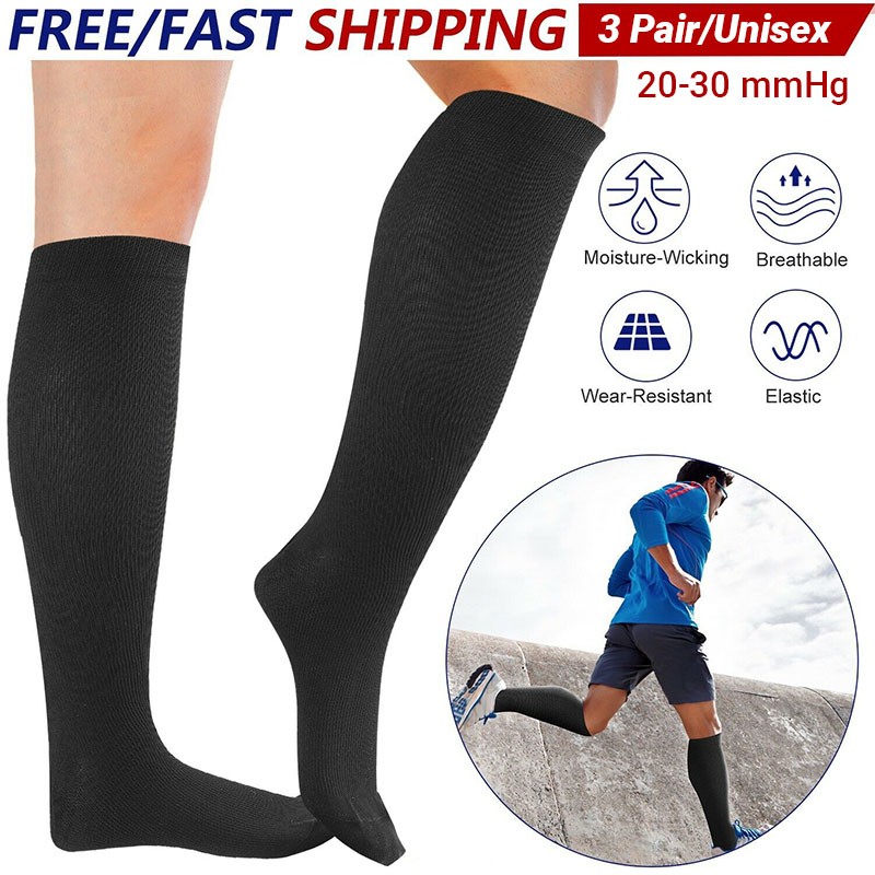 3x Men Compression Socks Reinforced Cushion Stockings Workwear Socks Size 6-13