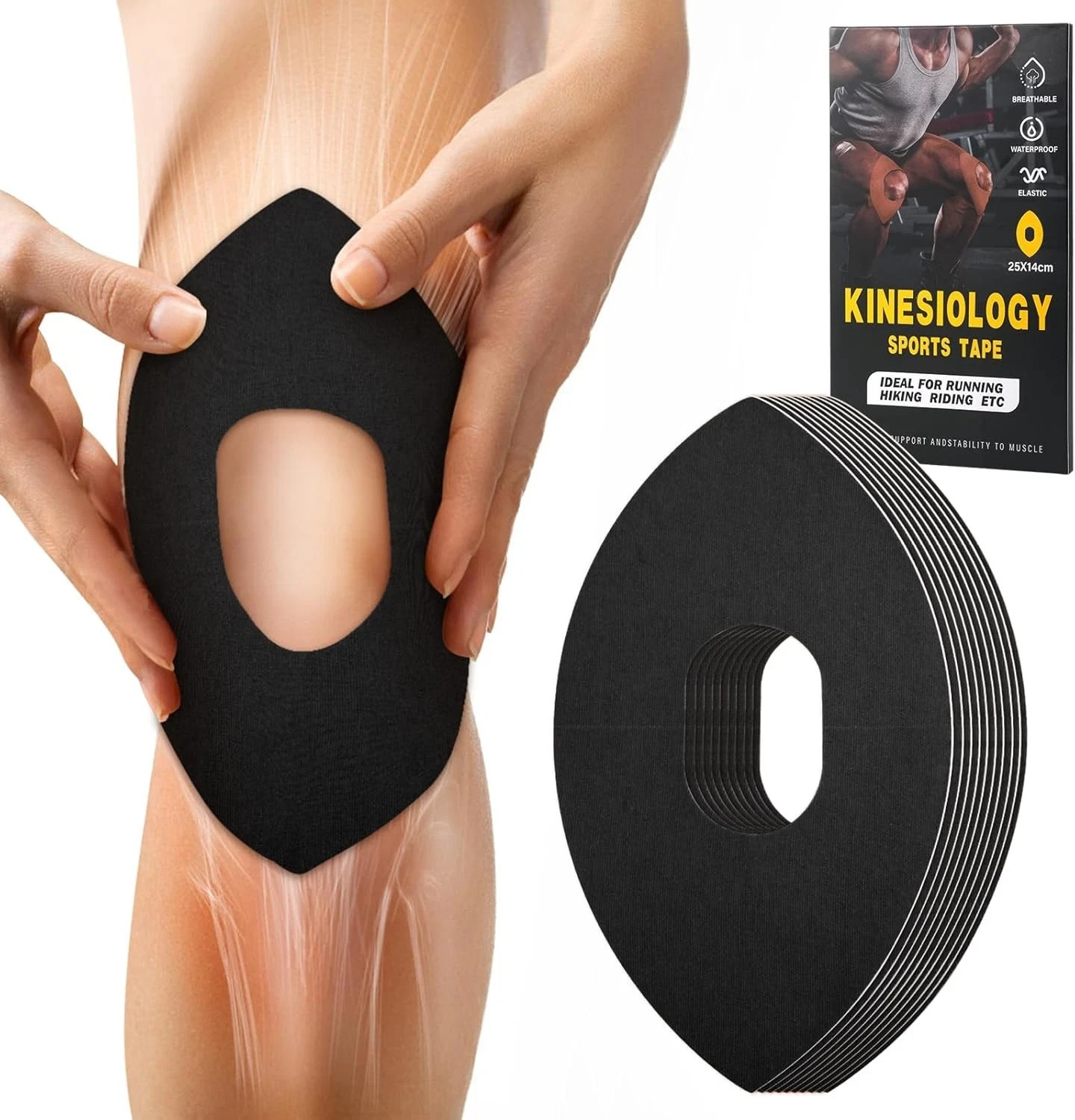 Precut Kinesiology Knee Tape 10 Pack Pain Relief Support Sports Therapy Tape