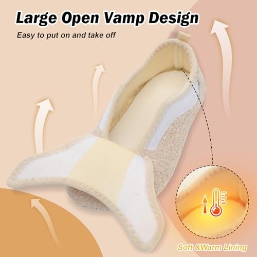 Slippers for Women Men Wide House Diabetic Shoes 5.5-6.5 Women/4-5 Men Beige