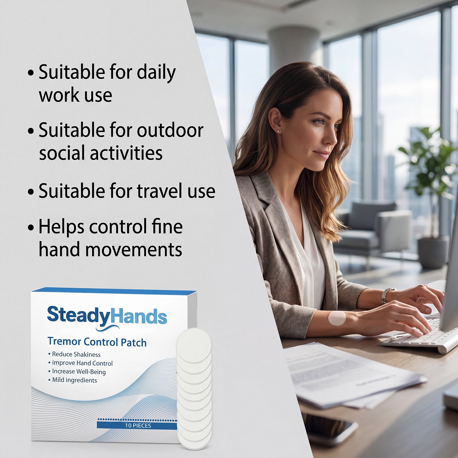 Steadyhands Tremor Steady Patch, Control Hands Control Patch – Hand Stabilizer