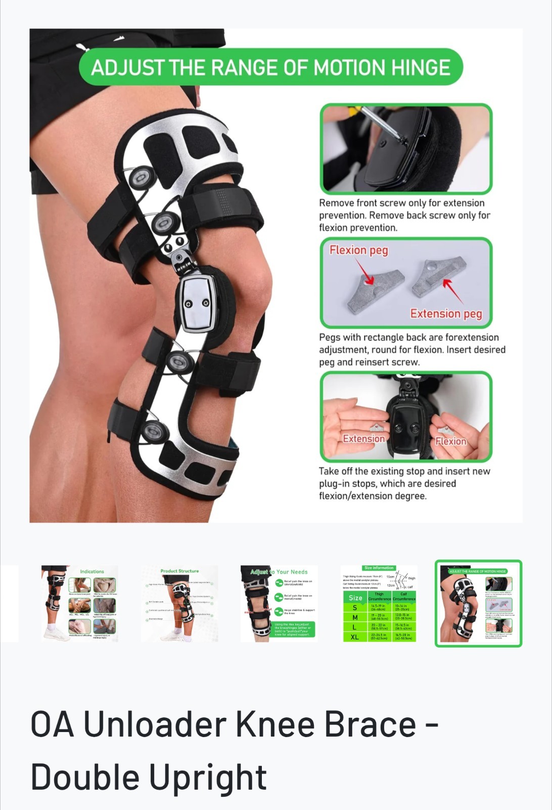 Brand New Orthomen Adjustable OA Double Upright Unloader Knee Brace (XL-Left)