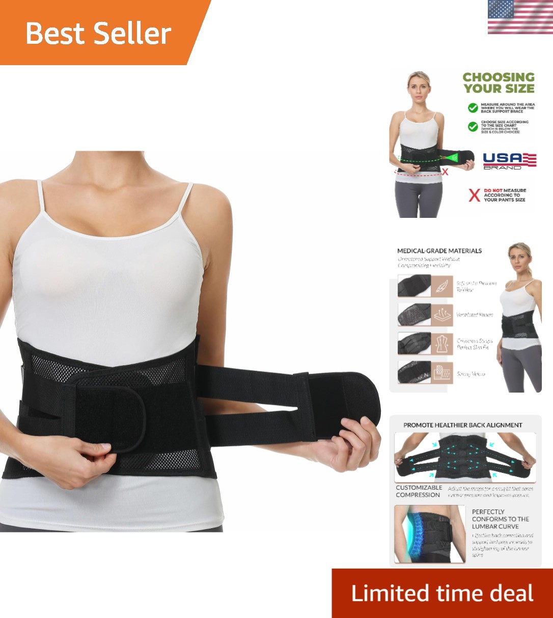 Lightweight Lower Back Brace – Unisex Adjustable Support for Sports & Everyday