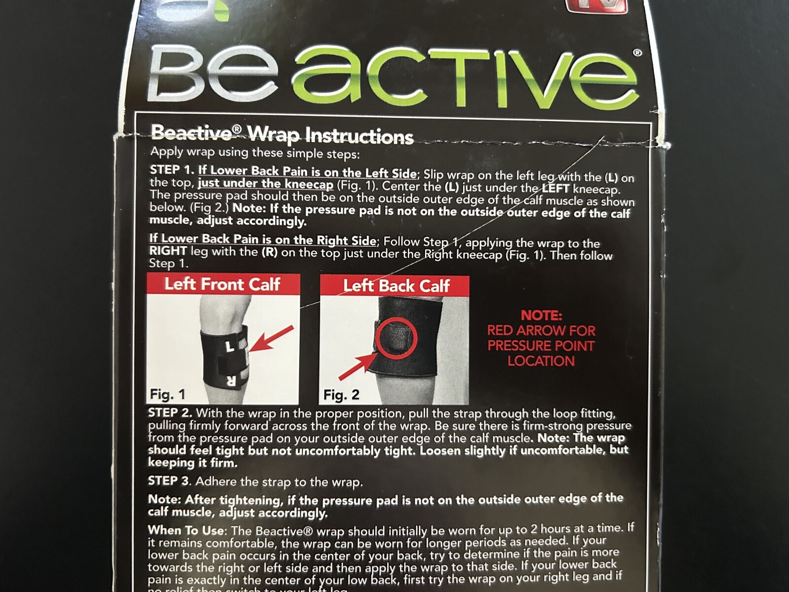 Be Active (As Seen On TV) The Wrap for Back Pain Relief Unisex One Size Fits All