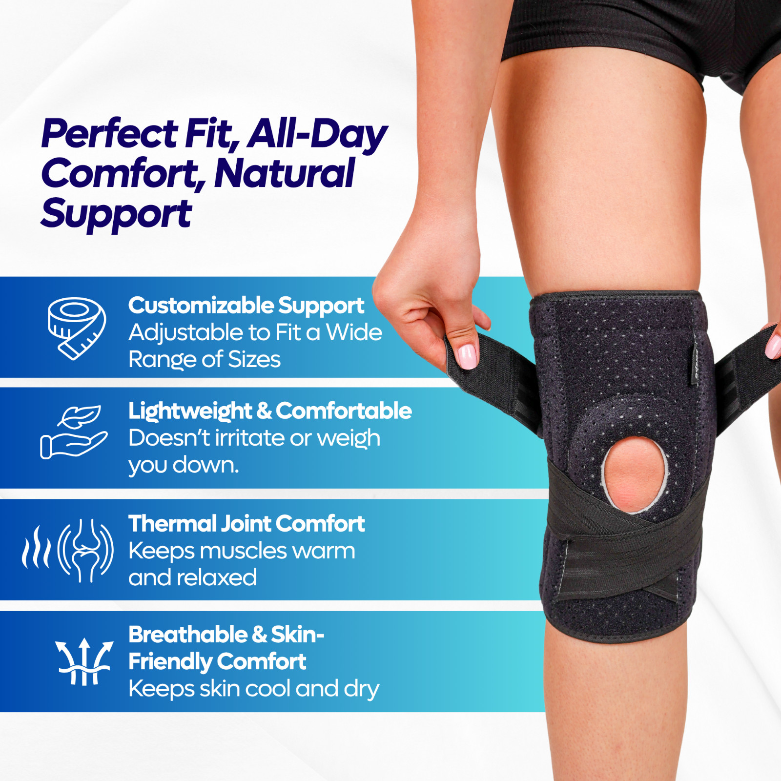 Knee Sleeve Compression Brace Support Meniscus Sport Joint Pain Arthritis Relief