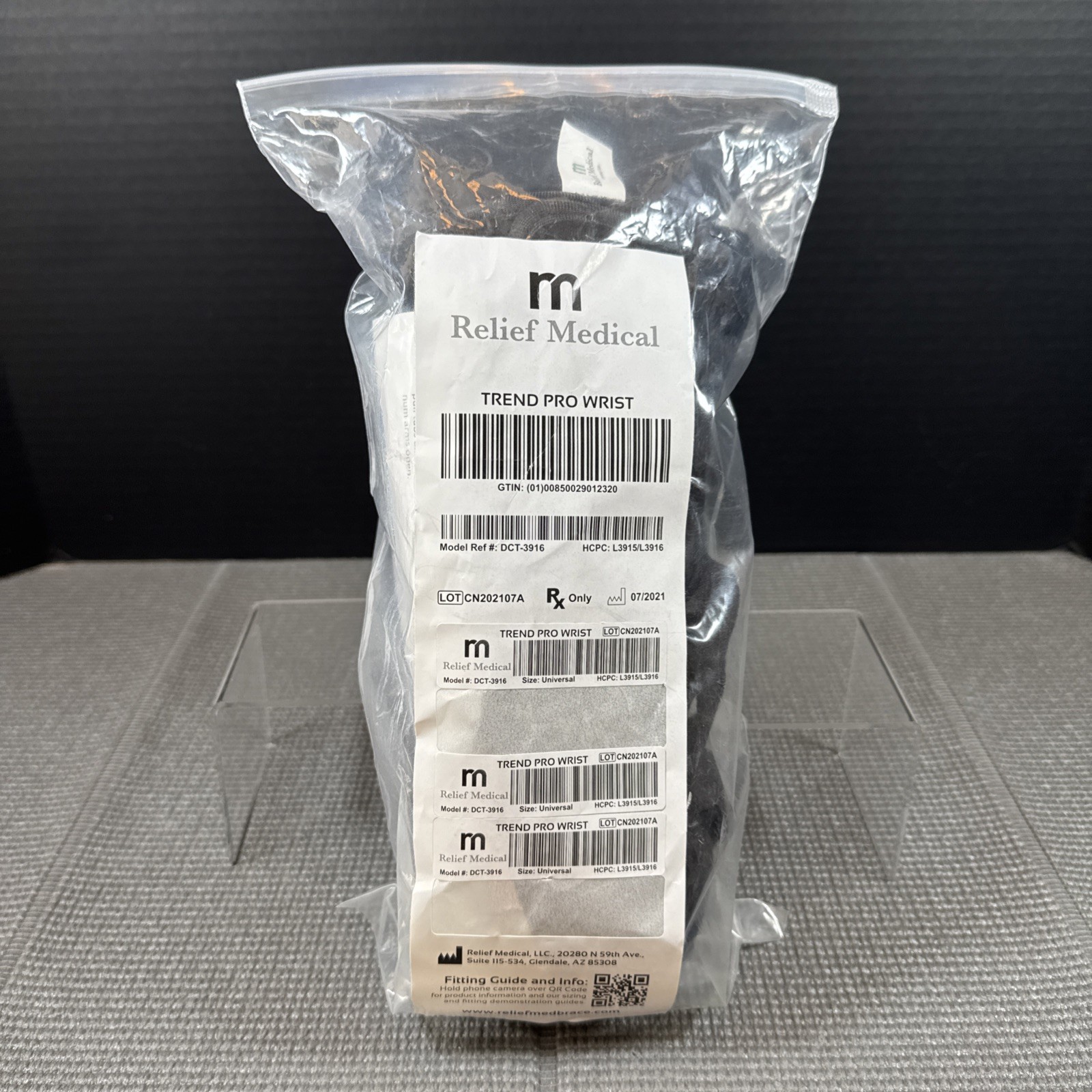 Wrist Brace Black TREND MEDICAL PRO DCT-3916 Wrist Support Universal New In Pkg