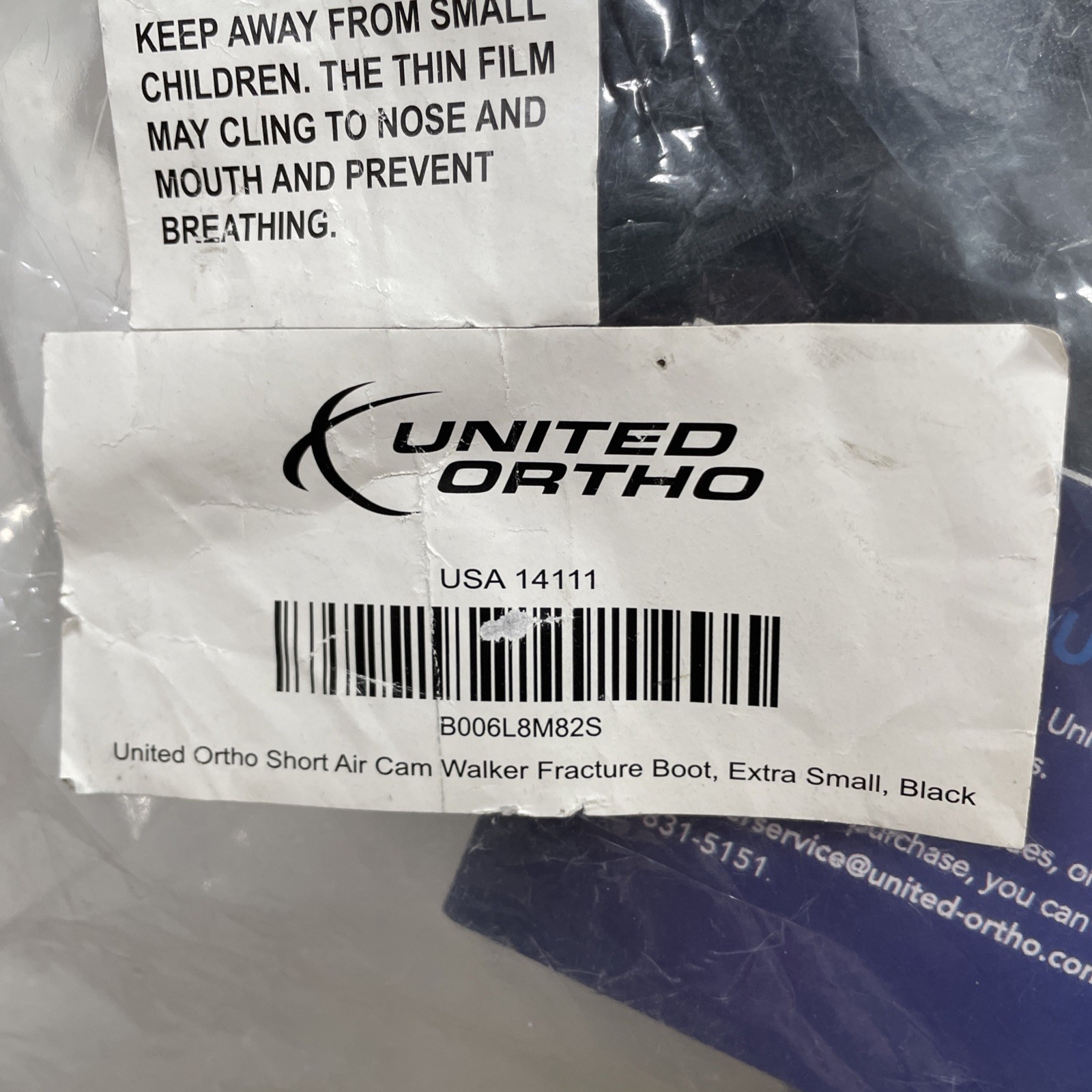 United Ortho Short Air Cam Walker Fracture Boot XS Black NEW IN PACKAGE